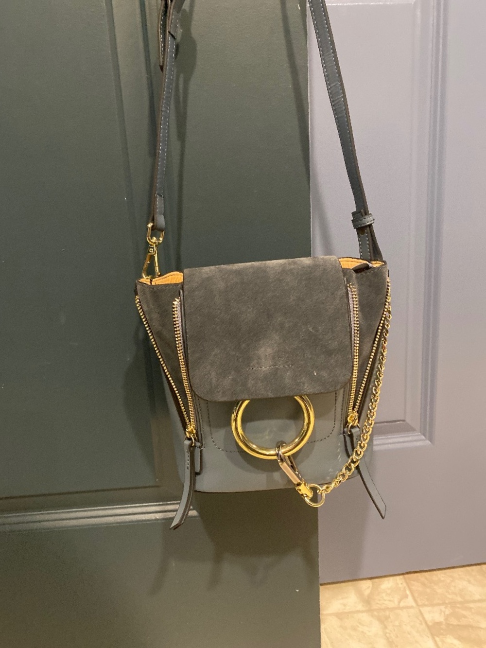 Faux Leather and Suede bag can be worn 3 different ways